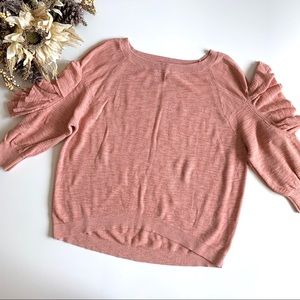 Express Cold Shoulder Ruffle Sleeve Knit Sweater